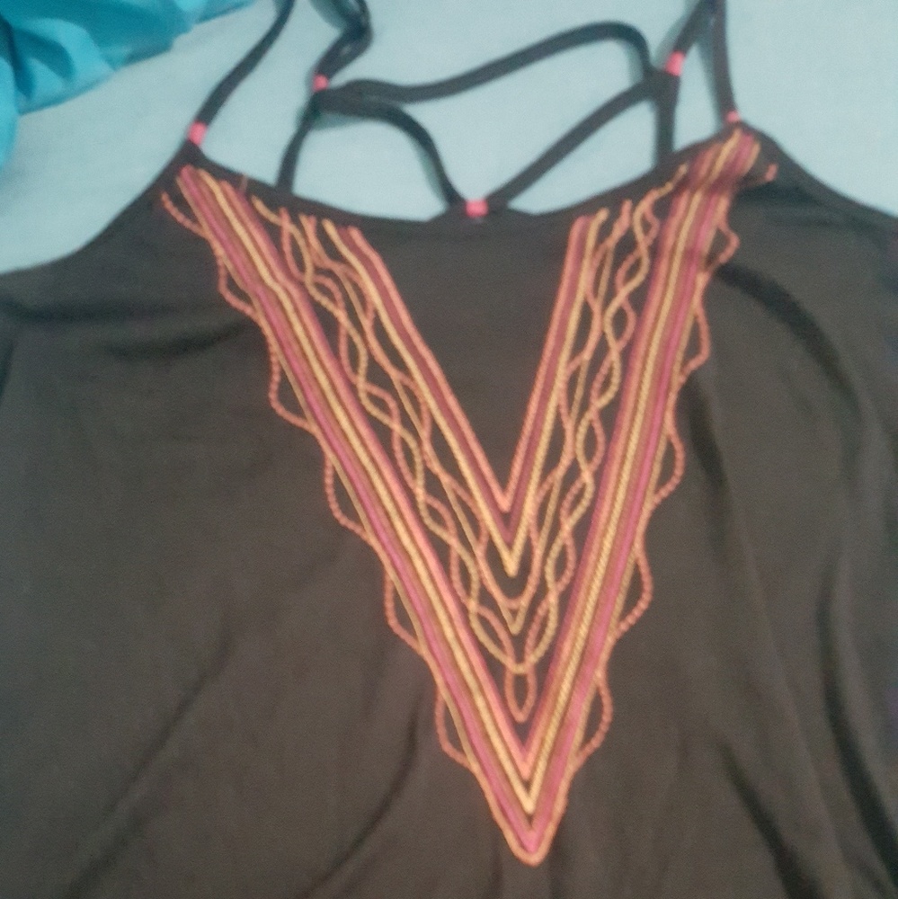 Black with pink and orange tank
